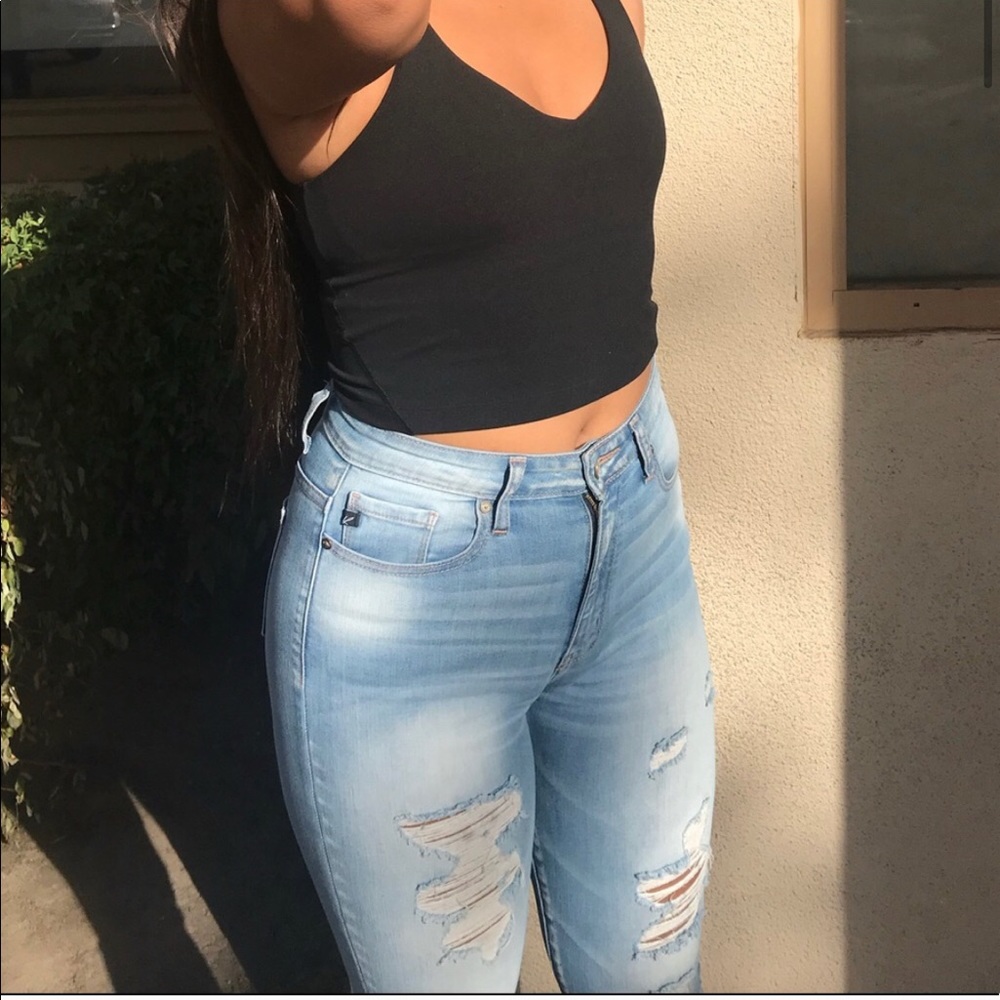 Kancan Light wash distressed high waist jeans